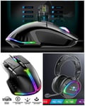 Casque Gamer PRO-H6 LEDS RGB PC/MAC SWITCH PS5 - XBOX SERIES X|S + Souris PRO GAMING PRO-M5 Noire 8 BOUTONS LED RGB 13 EFFETS 12800D