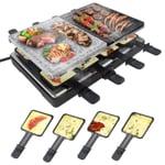 1400W Raclette Grill för 8 personer Elgrill med granitplatta Elgrill Bordsgrill för fest julcamping