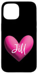 Coque pour iPhone 15 Jill Pink Nom Cœur Amour Femme Fille Amie Jillian Jilly