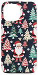 Coque pour iPhone 13 Pro Max Modèle de vacances mignon avec Père Noël et arbres de Noël