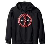 Marvel Deadpool Holiday Christmas Candy Cane Mask Icon Logo Zip Hoodie