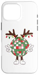 iPhone 16 Pro Max Christmas disco ball with antlers, peace sign, reindeer Case