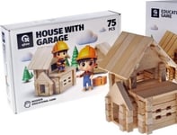 Wooden Blocks House With Garage 75El