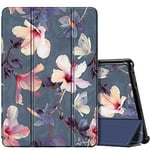 FINTIE Coque pour Tablette Fire HD 10 (2023, 13e Génération) 10.1", Étui Rigide Pliable Housse Fine et Légère Veille/Réveil Automatique, Fleur Hibiscus