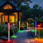 Lampe Solaire Éclairage D'Extérieur Jardin RGB LED Changement Papillons 8er Set