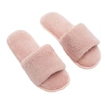 OHS Pantoufles en fausse fourrure de lapin pour femme et homme - En polaire et peluche super douce, rose, 35/36 EU