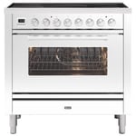 Ilve PI096WE3WH 90cm Roma Induction Single Oven Range Cooker In White