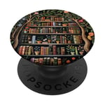 Cottagecore Bibliothèque Motif floral PopSockets PopGrip Adhésif