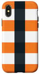 Coque pour iPhone X/XS Orange géométrique minimaliste vichy noir et blanc à carreaux