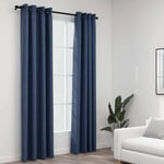 Linen-Look Blackout Curtains with Grommets 2 pcs Blue 140x245cm vidaXL