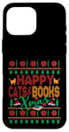 iPhone 16 Pro Max Happy Books & Cats Xmas Fair Isle Ugly Style Christmas Case