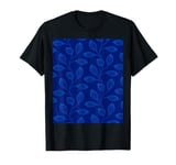 Climbing Vine Leaves In Burned Blue On Dark Blue T-Shirt