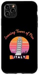 Coque pour iPhone 11 Pro Max Tour penchée de Pise Italie Souvenir Rétro Vintage Coucher de Soleil