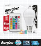 Energizer 9W E27 ES GLS RGB+W Colour Changing LED Bulb with Remote Control