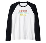 Coffee Cats and Yoga Mats Raglan Baseball Tee