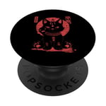 Chat Maneki-Neko en colère porte-bonheur avec art japonais Kanji PopSockets PopGrip Adhésif