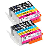 KINGWAY 580XXL 581XXL Ink Cartridges for Canon PGI-580 CLI-581 PGI-580XL CLI-581XL Ink for Canon Pixma TR8550 TR7550 TS705 TS6150 TS6151 TS6250 TS6251 TS6350 TS8350 TS8351 TS9550 TS8352, 10 Pack