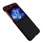 COQUE Samsung Galaxy Z Flip 5,Housse de Téléphone Pliable en Fibre de Carbone pour Samsung Galaxy Z Flip 5 5G-Noir Rouge