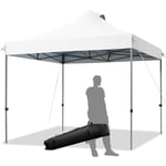 Tonnelle Pliable de Jardin 3 x 3 m, Structure en Métal et Sac à Roulettes, Tente de Réception avec Hauteur Réglable, pour Fête/Festival/Mariage,