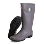 Jesindr Bottes de Pluie Femme, Confortable Antidérapant Imperméable à l'eau Caoutchouc Bottes, Chaussures de Sécurité Légère, Gris, 41 EU