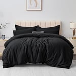 Aisbo King Size Duvet Covers Set Black - 3Pcs Bedding Set Kingsize Soft Brushed Microfiber Quilt Cover with 2 Pillowcases