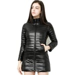 WEIYYY Doudoune Femme Nouveau Hiver Chaud Vestes Femme Longue    Doudoune Légère 5XL 6XL 7XL Ultraléger Manteaux À Capuche, Col Montant Noir, XL