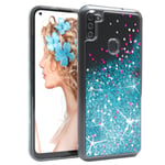 For Samsung Galaxy M11 mobile phone cover Liquid Glitter Cover Blue