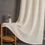 MYSKY HOME Lot de 2 Rideaux Salon Voilage de Fenêtre, Rideau Panneaux et Draperies Intérieurs Lumière Filtrer pour Chambre Enfants, 140x225 CM, Couleur Naturel Beige