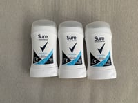 Lot 3 x Sure Invisible Aqua Antiperspirant Deodorant Stick 48H Protection 40ml