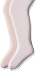 Jefferies Socks Girls' Smooth Microfiber Tights 2 Pair Pack, Pink/White, 0-6 Months