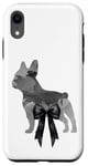 Coque pour iPhone XR Nœud en ruban noir esthétique pour femme - Aquarelle - Bouledogue français