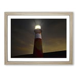 Architecture Lighthouse Beacon Modern Framed Wall Art Print, Ready to Hang Picture for Living Room Bedroom Home Office Décor, Oak A4 (34 x 25 cm)