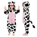 LOLANTA Déguisement de Vache Unisexe pour Bébé, Animal Combinaison en Flanelle à Capuche Barboteuse Enfant, Costume de Carnaval (2-3 Ans,Tag 100)