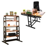 Etag?re modulable (H125 x l78 x P62 cm) convertible en Table - style industriel - Brun Orang?