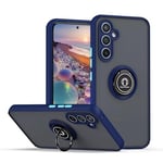 YUECXIN Coque pour Samsung Galaxy A35 5G avec Anneau Stand en Métal, Très Mince Translucide Mat Dur PC Dos Étui, Antichoc SoupleTPU Bumper Silicone Housse. Bleu Royal