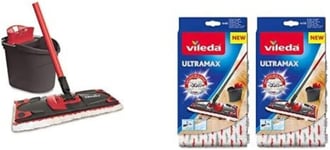 Vileda UltraMax Flat Mop and Bucket Set, Multi-Colour & UltraMax/1-2 Spray Repl