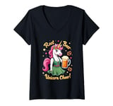 Womens Womens Oktoberfest Unicorn Root Beer Unicorn Cheer V-Neck T-Shirt