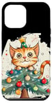 iPhone 14 Pro Max Funny Festive Cat with Christmas Tree and Decoration Case