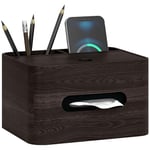 HOMCOM Boîte à mouchoirs en bois Distributeur avec 2 compartiments de rangement pour bureau, table à manger 20,5l x 16,5P x 12H cm marron