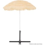 Parasol droit de plage HAWAII - Ø160cm x H.180 cm - Structure acier Blanc - Toile polyester 170T - Beige