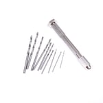 Mini Aluminum Hand Drill +10pc Twist Bit Woodworking 0 02