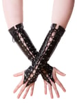 Honour Unisex PVC Fingerless Lace Up Gloves - One Size