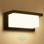 18W led Applique Murale Lampe Extérieur avec Detecteur de Mouvement Moderne Noirs 4000K Blanc neutre Aluminium Luminaire IP65 Étanche Lumière