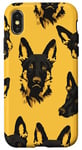 Coque pour iPhone X/XS Jaune Géométrique Noir Berger Allemand Art