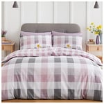 GC GAVENO CAVAILIA Luxury Sunflower Duvet Cover, Reversible Gingham Bedding Sets King Size, Lightweight Quilt Covers, Blush Pink