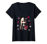 Womens Chibi Kawaii Emo Pastel Goth Girl Japanese Creepy Anime V-Neck T-Shirt