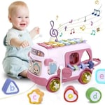 Jouet Musical Bébé,jouet de Bus avec xylophone, Cadeau éducatifs Interactifs pour Petite Enfance,Jouets d\activité Bébé Rampant-Ro