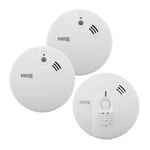 2x KF20 Smoke alarms & 1x KF30 Heat Kit Kidde Firex Mains Power Alkaline Battery