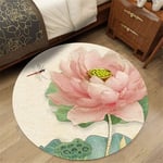 XiYou Tapis de Sol Tapis Rond Tapis d'intérieur, Style Chinois Lotus Print Paillasson antidérapant Plancher Chambre Salon Tapis de Jeu Tapis Trappeur de saleté (140cm)