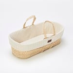 The Little Green Sheep FN010A Natural Knitted Moses Basket & Mattress-Linen